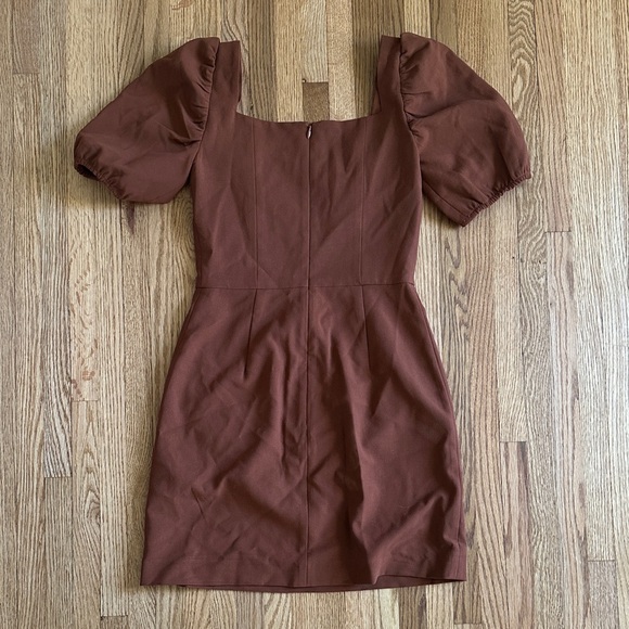French Connection Brown Puff Sleeve Mini Dress - Picture 3 of 3